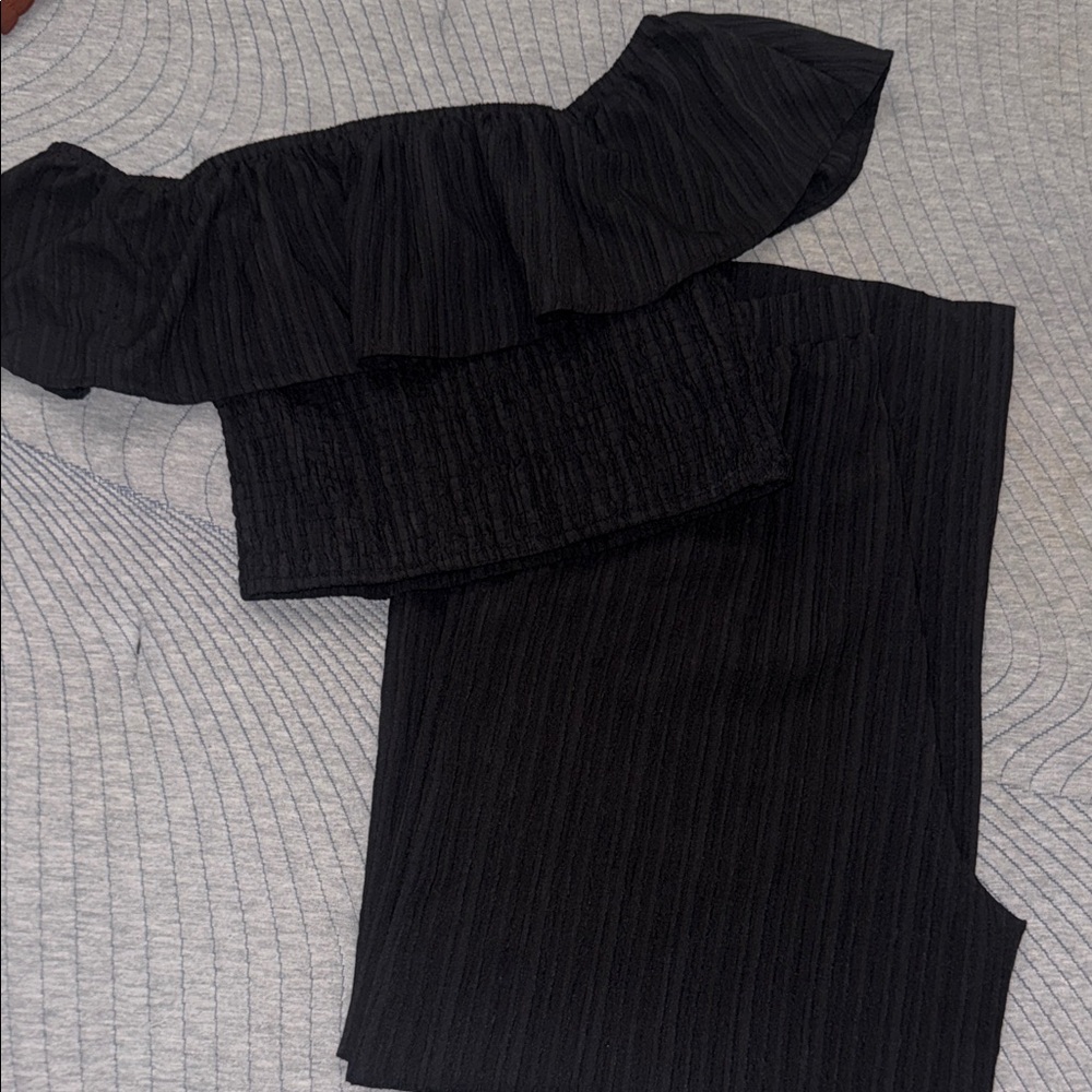 SHEIN Elegant Black Ruffle Jumpsuit